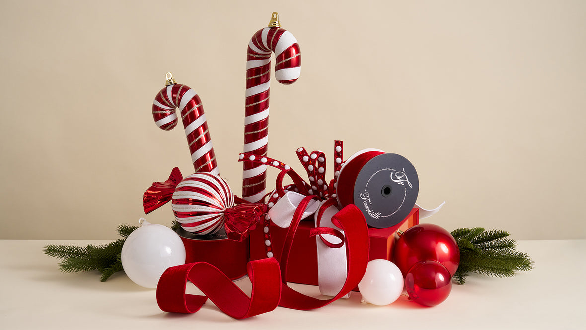 Candy gloss peppermint christmas ribbon farrisilk