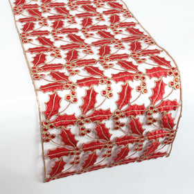 Buy red-and-gold HOLLY LACE RUNNER (IN STOCK)