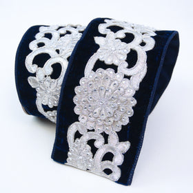 Buy navy VELVET FLORAL LACE (IN STOCK)