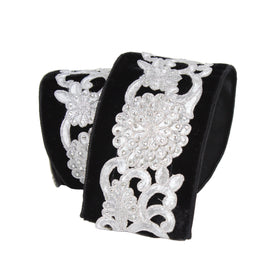 Buy black VELVET FLORAL LACE (IN STOCK)