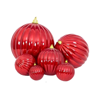 WHITE CANDY APPLE PLEATED ORNAMENTS (IN STOCK)