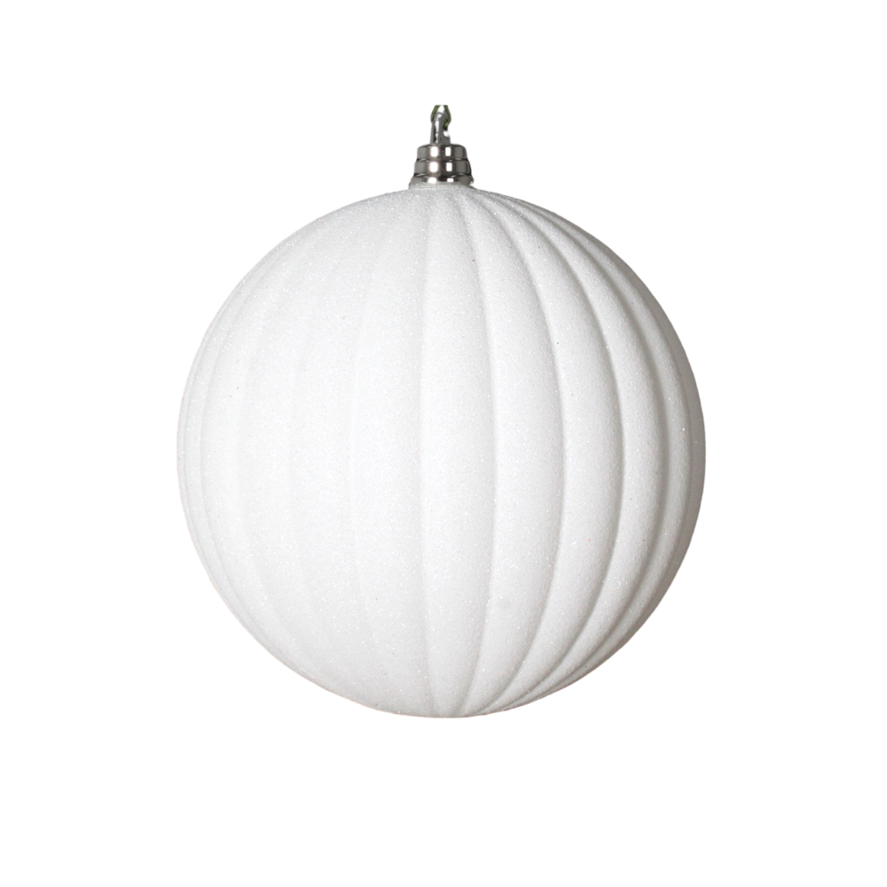 WHITE GLITTER PLEATED ORNAMENTS (IN STOCK)