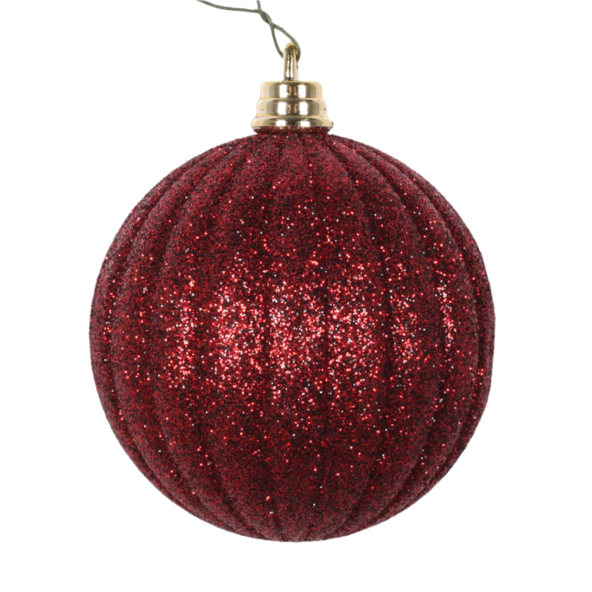 BURGUNDY GLITTER PLEATED ORNAMENTS (PREORDER)