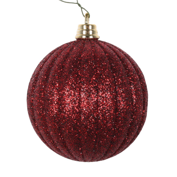 BURGUNDY GLITTER PLEATED ORNAMENTS (PREORDER)