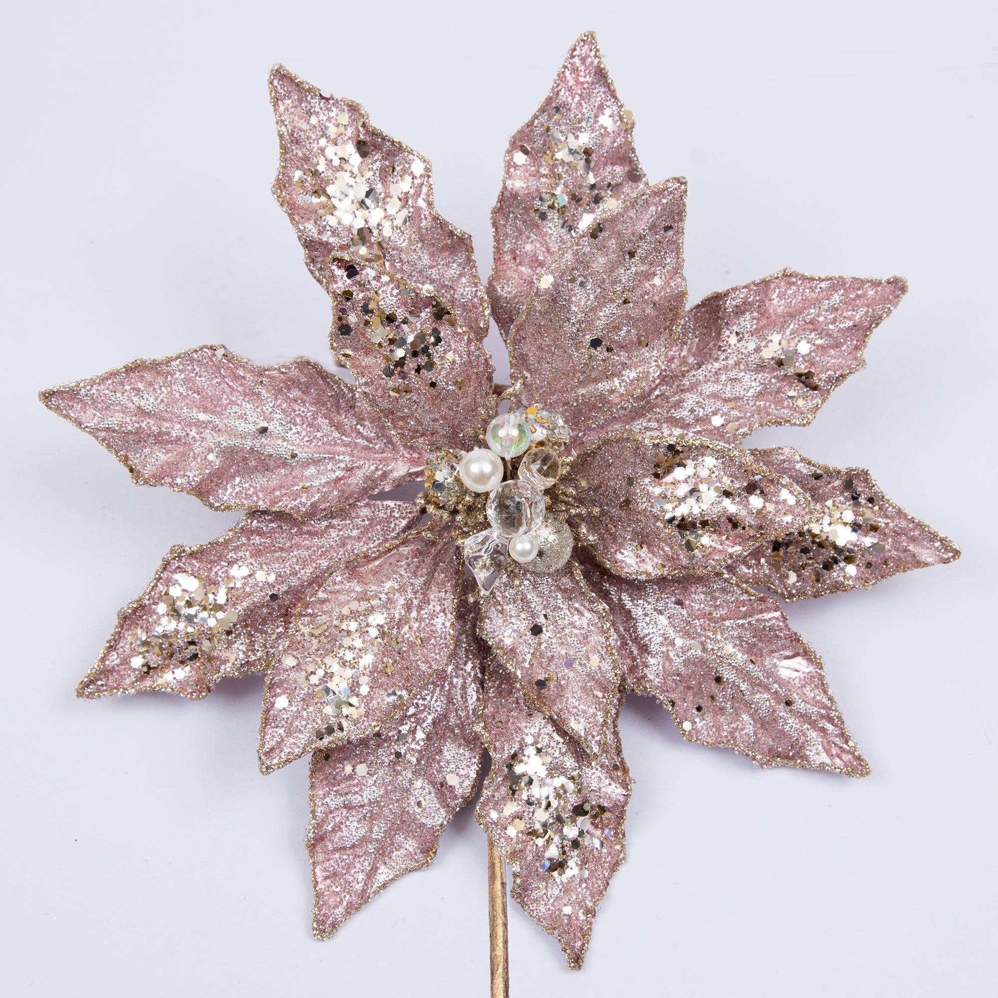 BEADED JEWEL POINSETTIA CLIP (IN STOCK)