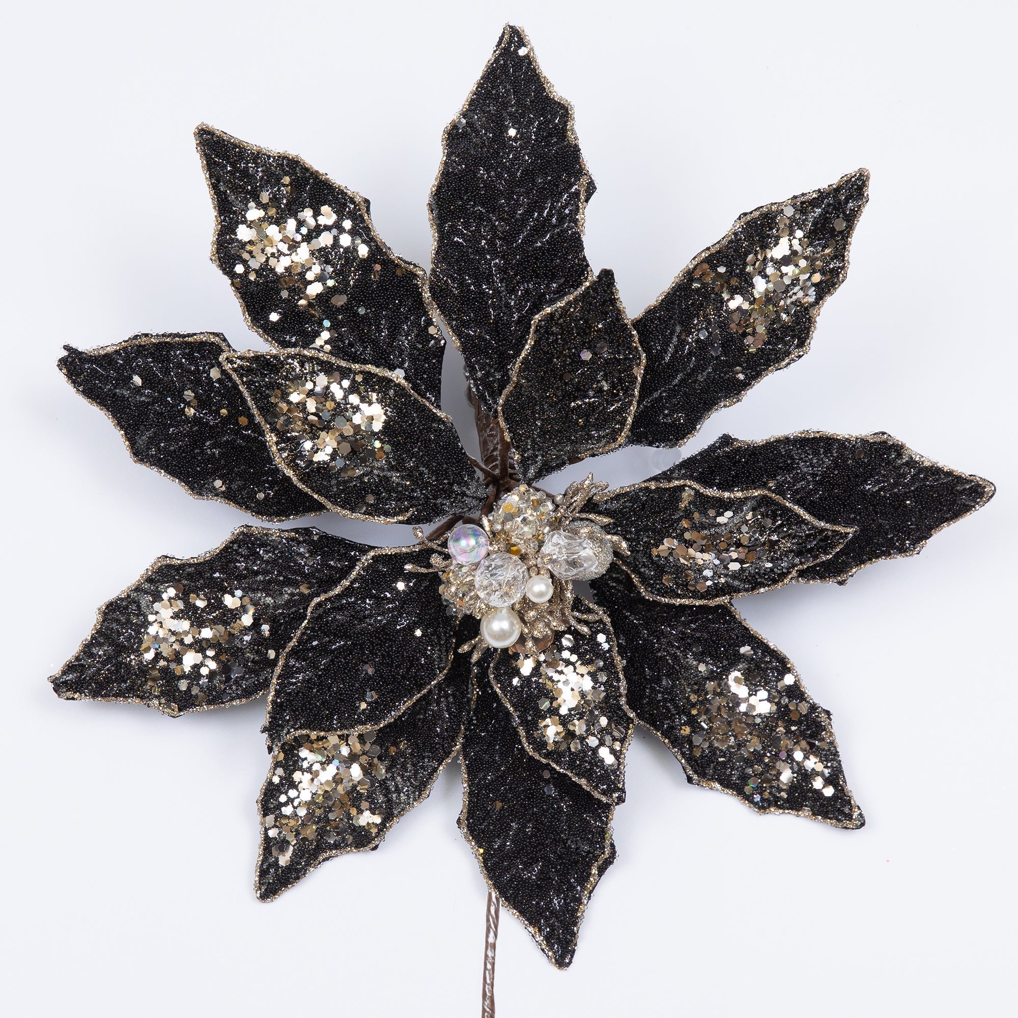 BEADED JEWEL POINSETTIA CLIP (IN STOCK)