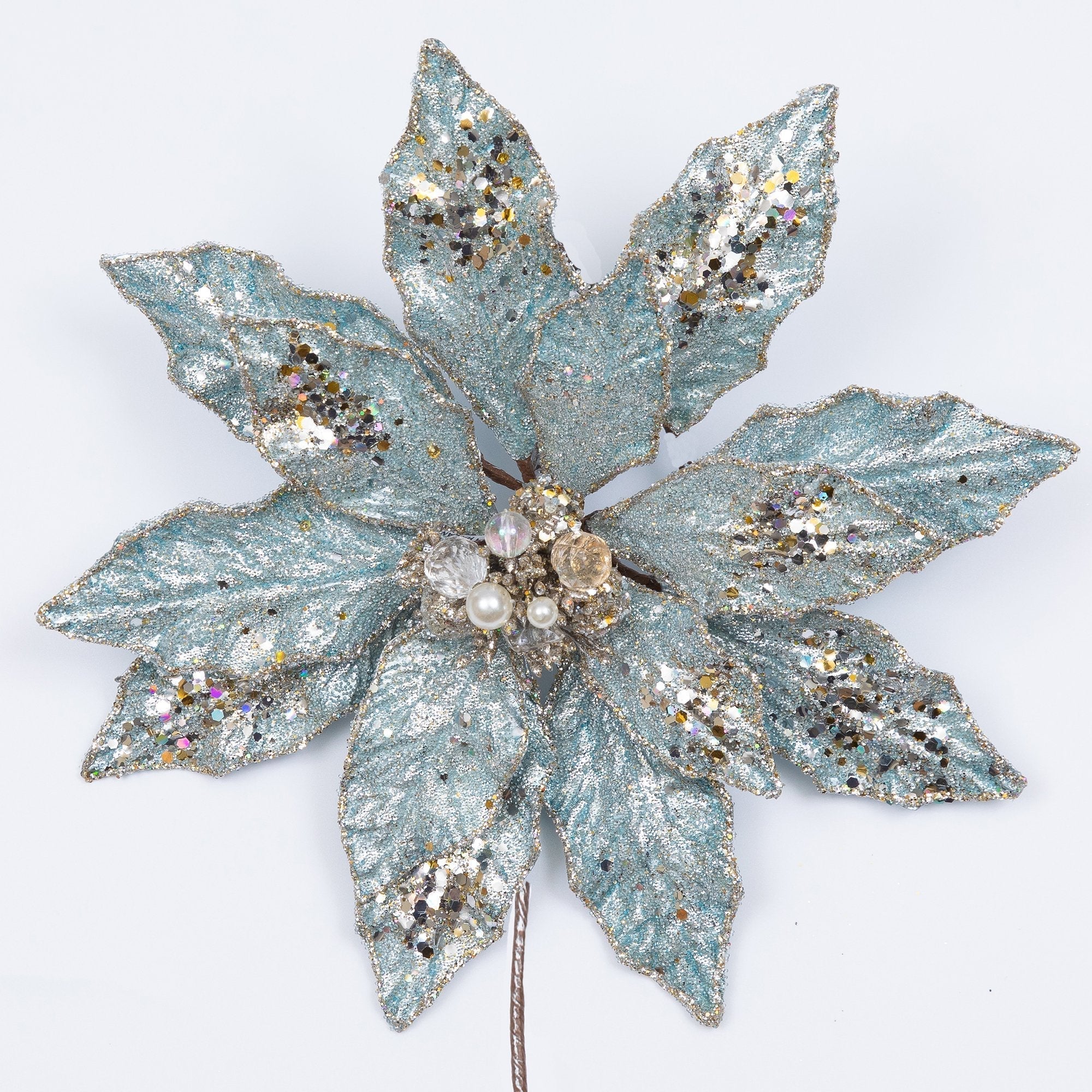 BEADED JEWEL POINSETTIA CLIP (IN STOCK)