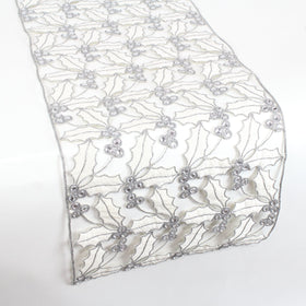 Buy white-and-silver HOLLY LACE RUNNER (IN STOCK)