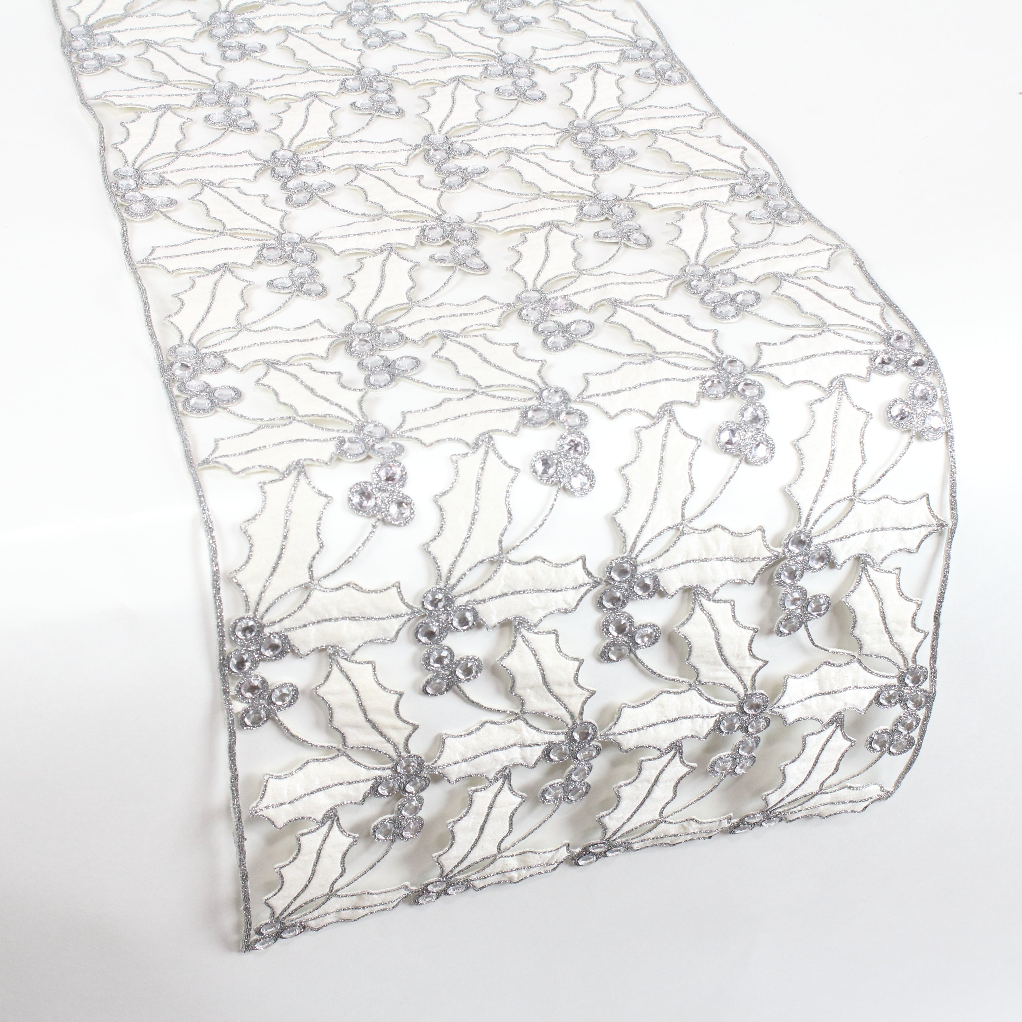 Buy white-and-silver HOLLY LACE RUNNER (IN STOCK)