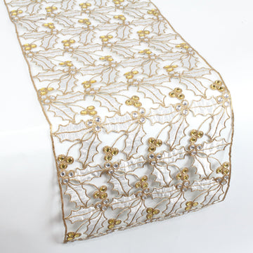 Buy silver-gold HOLLY LACE RUNNER (IN STOCK)