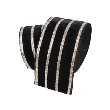 Buy black VELVET GLITTER STRIPES (IN STOCK)