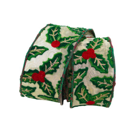 Buy red-and-green EMBROIDERED HOLLY LEAVES (PREORDER)