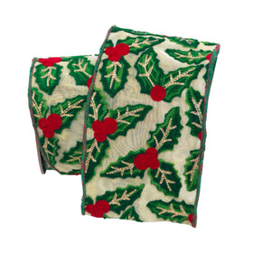 EMBROIDERED HOLLY LEAVES (PREORDER)