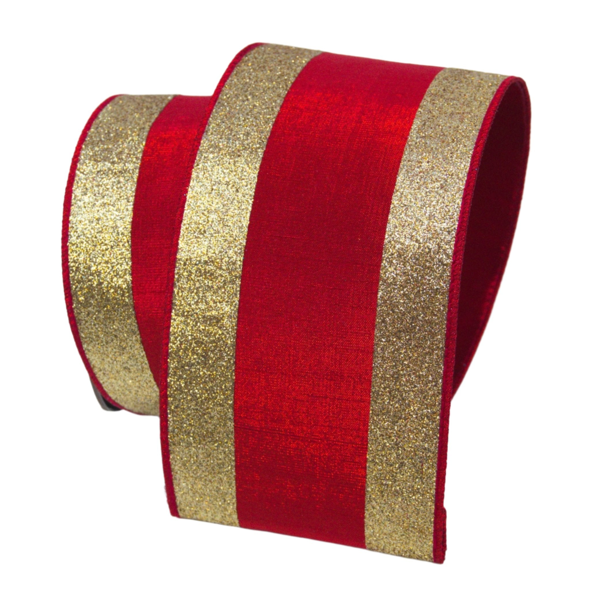 Metallic dupion wired edge ribbon