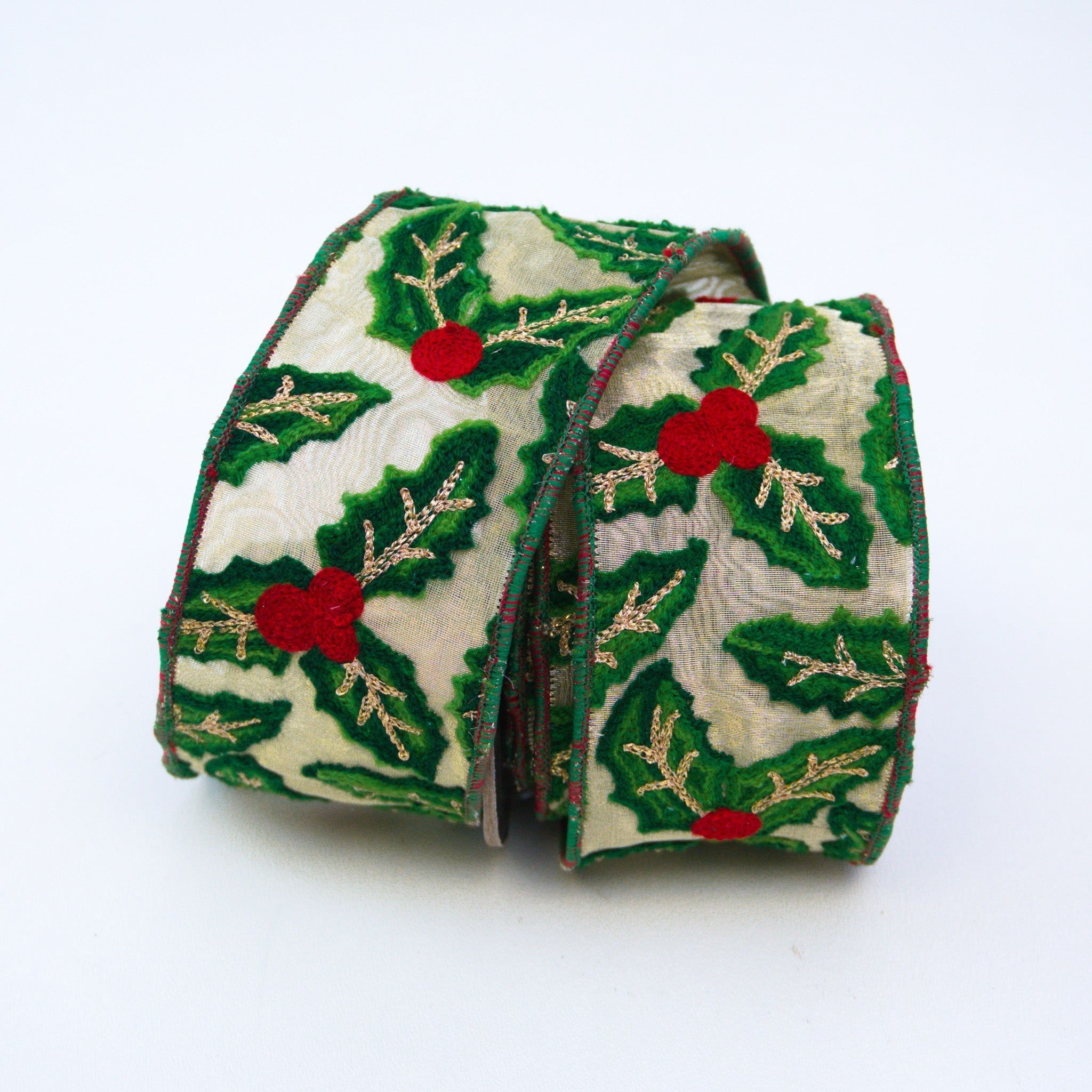 EMBROIDERED HOLLY LEAVES (IN STOCK)