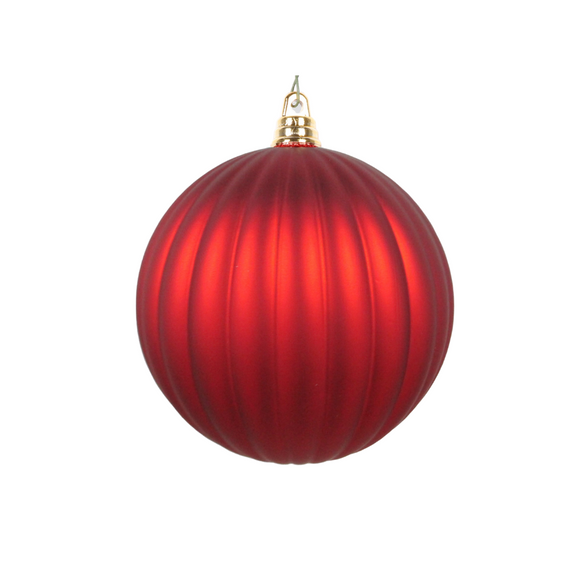 RED MATTE PLEATED ORNAMENTS (IN STOCK)